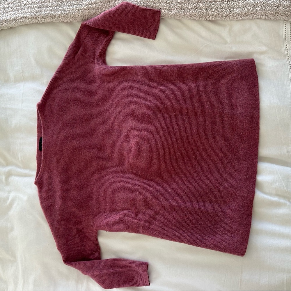 J. Crew Ribbed 100% Cashmere Sweater in Raspberry - Picture 4 of 4